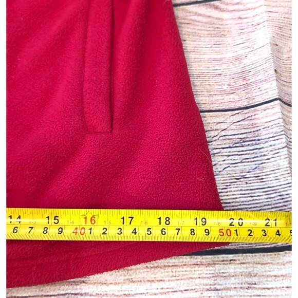 Chaps by Ralph Lauren Women's MEDIUM Fleece Vest Full Zip Red Collared Pockets - Picture 7 of 15